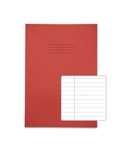 Classic A4 Copybook 8mm+ Margin 96 Page Box of 50 Red