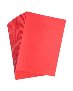 A4 Tinted Exercise Books 8mm+ Margin Cream Pages  Red Cover 48Pg Pk10