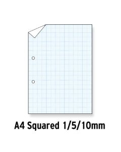 A4 Loose Leaf Paper Blue Squared 1 5 10 Graph 2 Hole Punched Ream