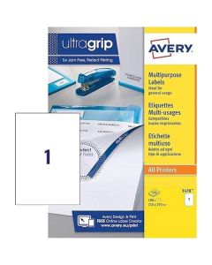 Avery JamFREE Multipurpose Labels 1 per sheet 100 pack