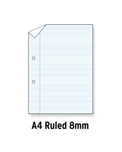 A4 Loose Leaf Paper Grey Lines Ruled 8mm + Margin 2 Hole Punched Box of 5 Reams