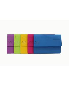 Recycled Document Wallets Foolscap Assorted Colours Pack of 25