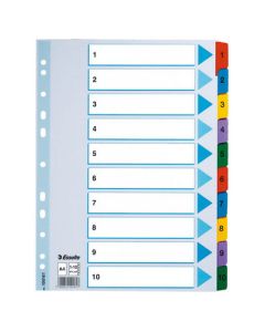 A4 Mylar Reinforced Indexes/Dividers Numbered 1-10 Set