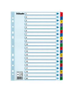 A4 Mylar Reinforced Indexes/Dividers Numbered 1-20 Set