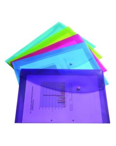 A5 Popper Wallets Assorted Bright Colours Pack of 5
