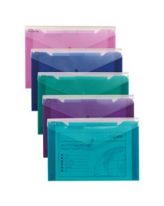 Polyfile Trio Popper Wallets A4+ Assorted Colours Pack 5