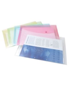Popper Wallets Foolscap Assorted Pastel Colours Pack of 5