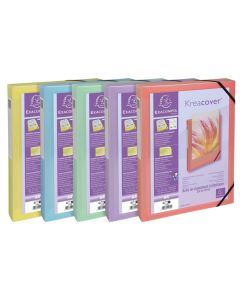 Kreacover Elasticated Filing Boxes A4 Pastel Colours Pack of 5