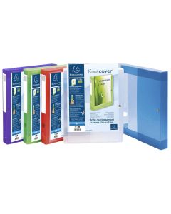 Kreacover Filing Boxes with Press Stud Closure A4 Assorted Colours Pack 5