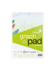 A4 Silvine Graph Pad 1-5-10mm Graph 50 Sheets