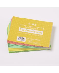 102 x 152mm KCS Assorted Colour Ruled Record Cards Pack of 5