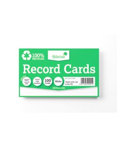 126 x 76mm 100% Recycled White Record Cards Pack 100