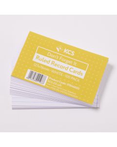 127 x 76mm KCS White Ruled Record Cards