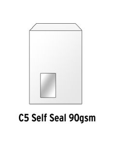 White Envelopes Self Seal Window C5 90gsm Box 500#