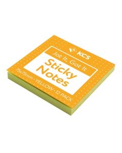 75 x 75mm KCS Sticky Notes Yellow Pack of 12 Pads
