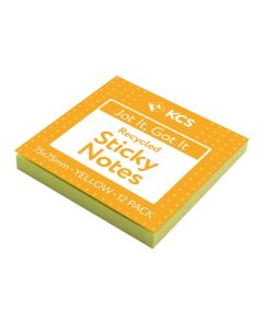 75 x 75mm KCS Recycled Sticky Notes Yellow 100 Notes Pack of 12