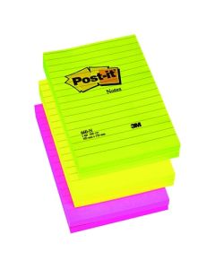 101 x 152mm Post-it Large Format Notes Assorted Neon Pack of 6
