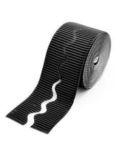 57mm x 15m KCS Corrugated Scalloped Border Roll Black Pack of 10