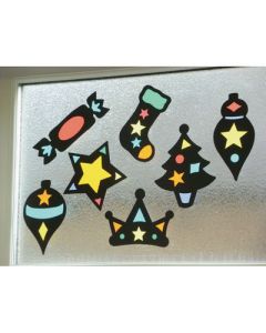 Stained Glass Christmas Shapes Assorted Pack 30