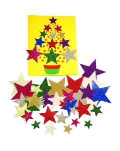Glitter Paper Stars Assorted Colours Pack 210