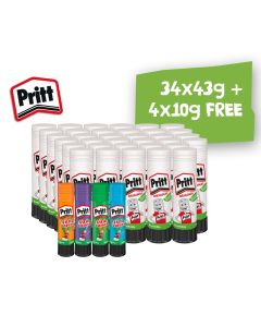 Original Pritt Glue Sticks Classpack 34 x 43g plus 4 x 10g FREE