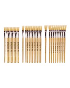 Assorted Hog Short Flat Paint Brushes Natural Pack of 30