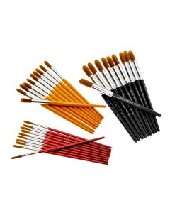 Flagged Golden Nylon Paint Brushes Assorted Pack of 30