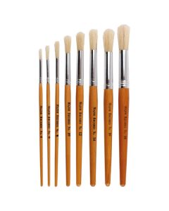 Hog Bristle Short Handle Round Paint Brushes Natural Pack of 100