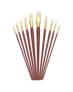 Hog Bristle Long Handle Paint Brushes Brown Pack of 10