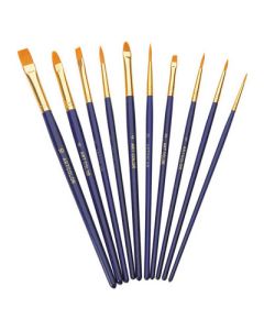 Synthetic Watercolour Paint Brush Set Blue Pack of 10