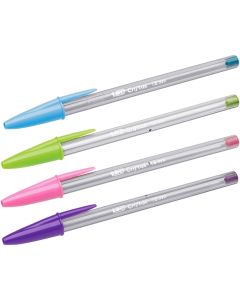 BIC Cristal Fun Colour Ballpoint Pens Assorted Colours Box of 20