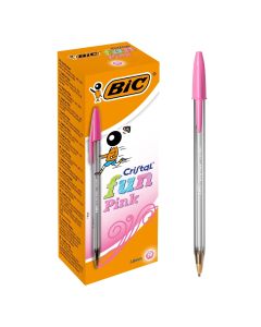 BIC Cristal Fun Colour Ballpoint Pens Pink Box of 20
