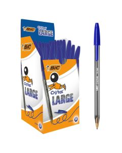 BIC Cristal Large Ballpoint Pens Blue Box of 50