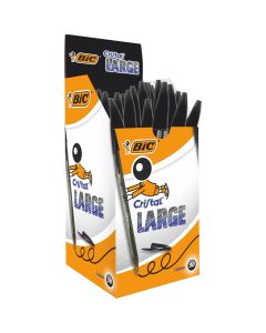 BIC Cristal Large Ballpoint Pens Black Box of 50
