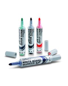 Pentel Maxiflo Liquid Ink Drywipe Markers Black Pack of 12