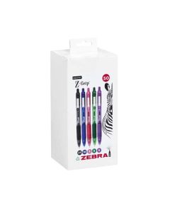Zebra Z-Grip Smooth Retractable Ballpoint Pens Assorted Pack 50