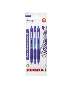 Zebra Z-Grip Smooth Retractable Ballpoint Pens Blue Pack of 3