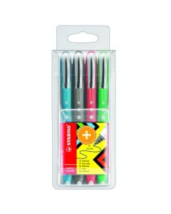 STABILO worker+ colorful Rollerball Pens Assorted Colours Pack 4