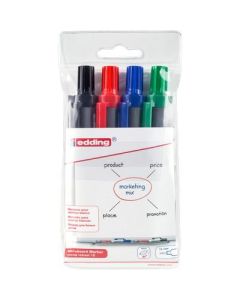 edding 12 Retract Whiteboard Markers Assorted Pack 4