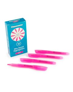 Classmaster Slim Barrel Highlighters Pink Chisel Tip Pack of 10