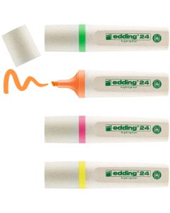 edding 24 EcoLine Highlighters Assorted Neon Colours Pack of 4
