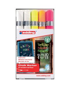 edding Chalk Marker Pens Fluorescent Colours Pack of 5