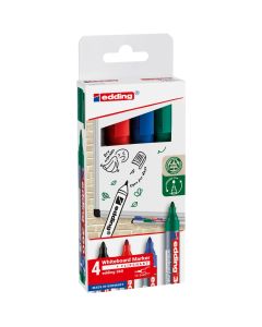 edding 360 Drywipe Markers Bullet Tip Assorted Colours Pack 4