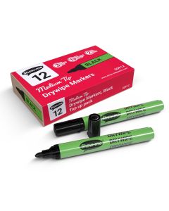 Show-me Slim Drywipe Pens Medium Tip Black Pack of 12