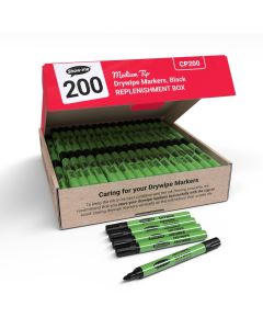 Show-Me Slim Drywipe Pens Medium Tip Black Pack of 200