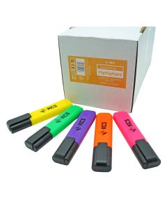 KCS Highlighters Chisel Tip Assorted Colours Pack of 48