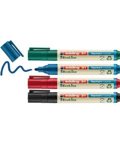 edding Ecoline 31 Flipchart Markers Assorted Colours Pack of 4