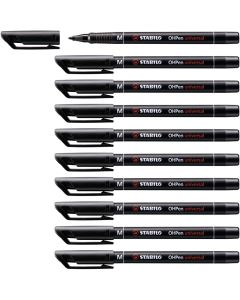 STABILO Permanent OHPens Black Medium Tip Pack of 10