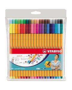 STABILO Point 88 Fineliner Pens Assorted Colours Pack of 40