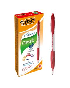 BIC Atlantis Retractable Ballpoint Pens Red Pack of 12